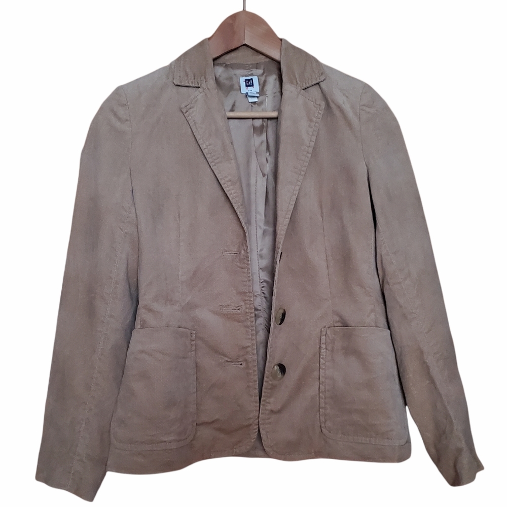Gap Blazer Jacket Long Sleeve Casual Beige Tan Cotton Size XS 0 2